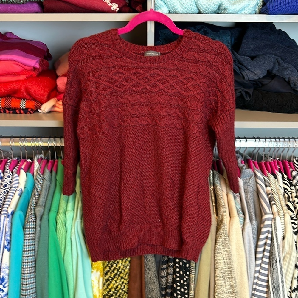 The Limited maroon 3/4 quarter length sweater size XS